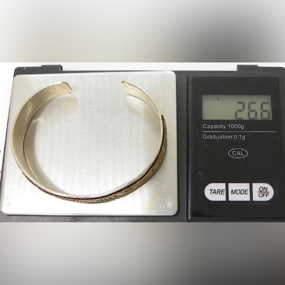26.6g Sterling silver & 14 k gold Vintage Cuff/bangle - Picture 4 of 4